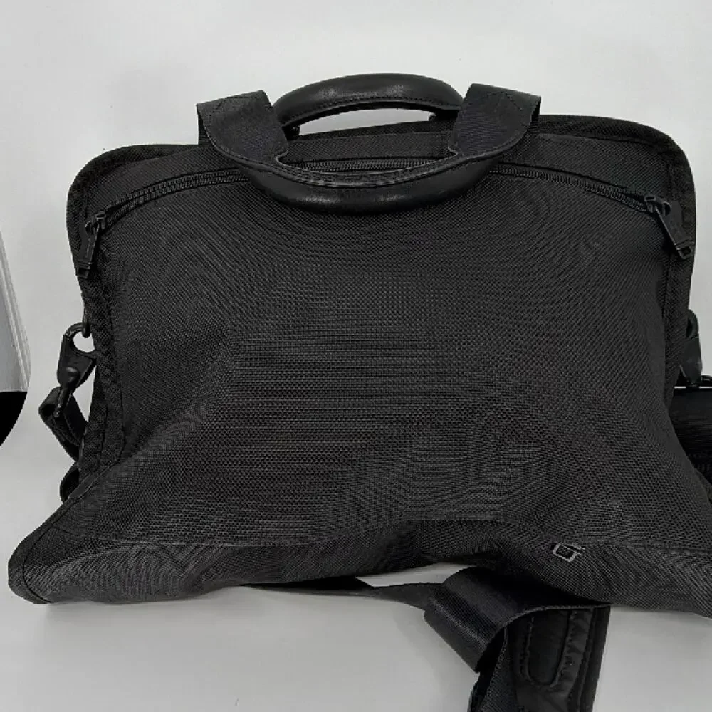 Tumi Alpha Expandable Organizer Black Ballistic Nylon Briefcase
